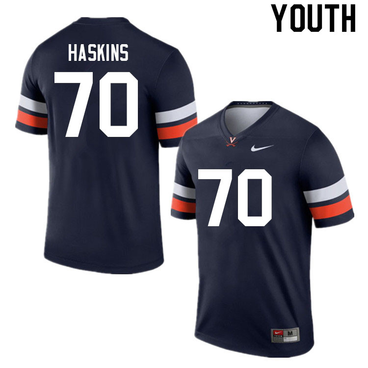 Youth #70 Bobby Haskins Virginia Cavaliers College Football Jerseys Sale-Navy